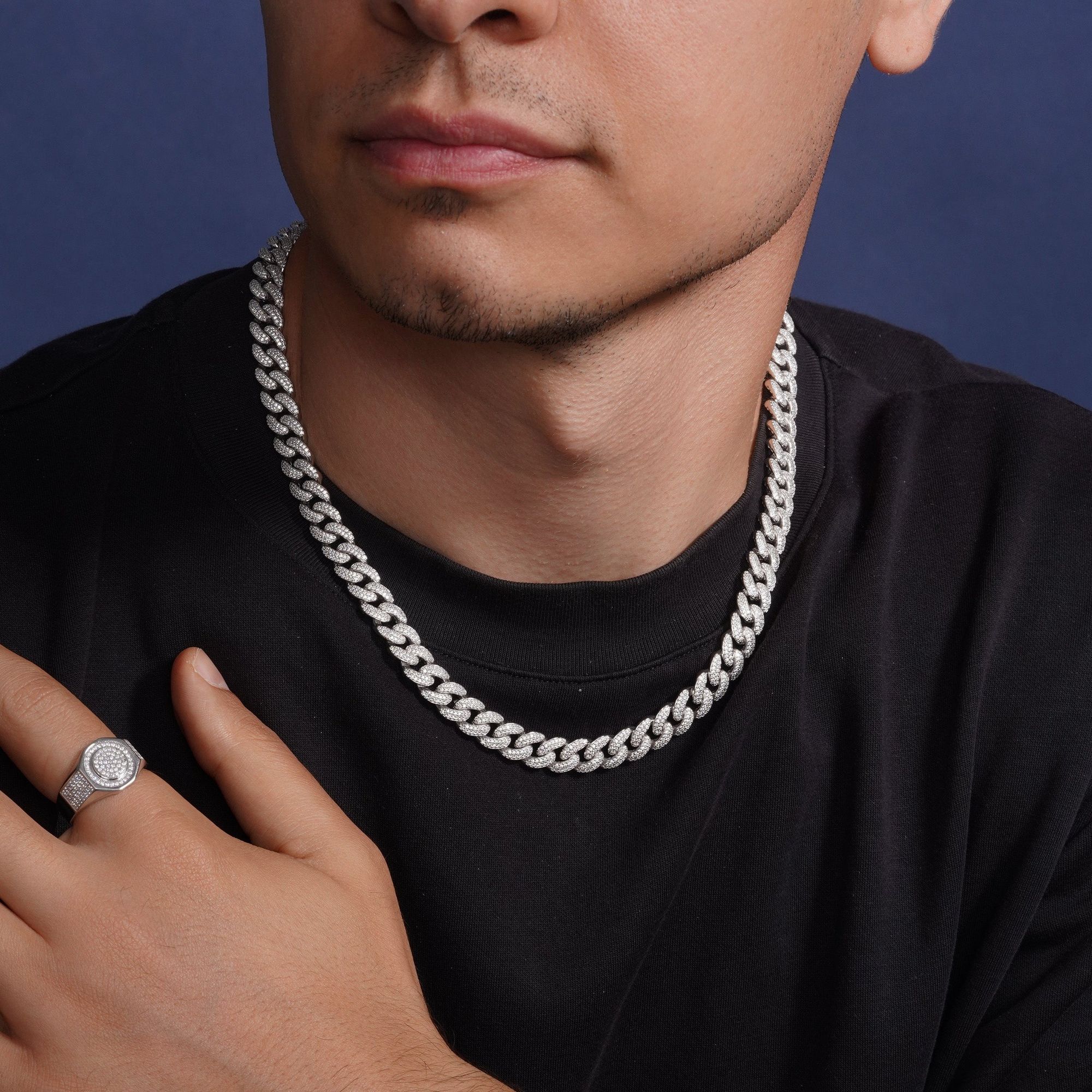 Cadena Miami Curb con Circonitas de 9,5 mm en Plata 925 – Lujo cubano