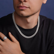 Cadena Miami Curb con Circonitas de 9,5 mm en Plata 925 – Lujo cubano