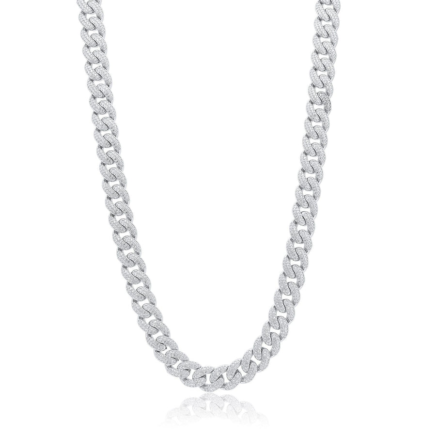 Cadena Miami Curb con Circonitas de 9,5 mm en Plata 925 – Lujo cubano