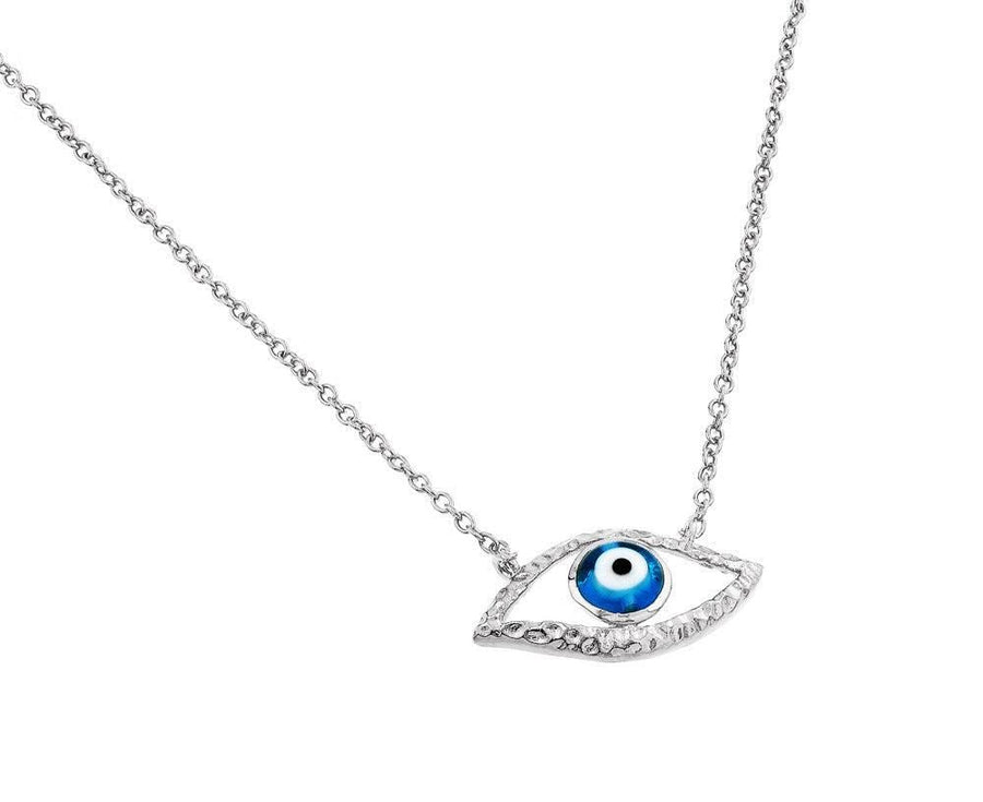 Collar Ojo Turco Azul Iridiscente en Plata 925 – Protección con estilo