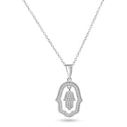 Collar Mano Abierta con Circonitas en Plata 925 – Diseño artístico