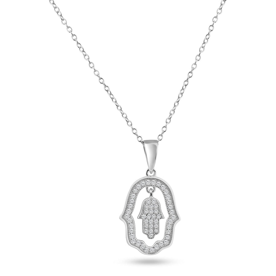 Collar Mano Abierta con Circonitas en Plata 925 – Diseño artístico