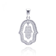 Collar Mano Abierta con Circonitas en Plata 925 – Diseño artístico