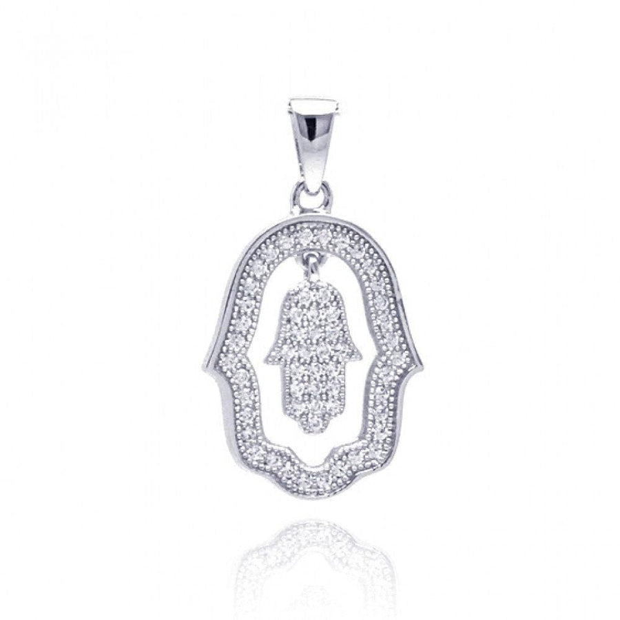 Collar Mano Abierta con Circonitas en Plata 925 – Diseño artístico