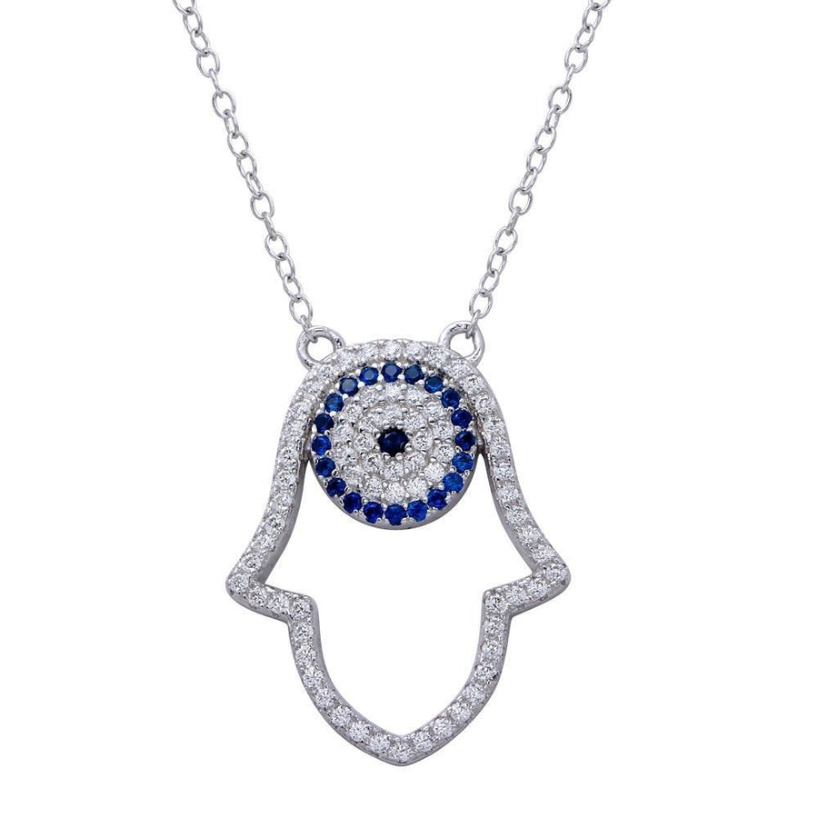 Collar Hamsa Abierta con Ojo en Plata 925 – Protección y estilo
