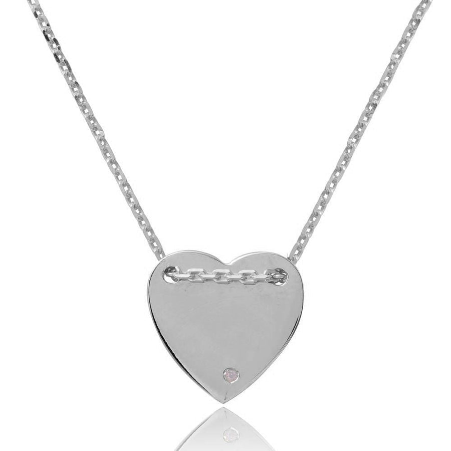 Collar Corazón Personalizable con Circonita en Plata 925 – Grabado especial