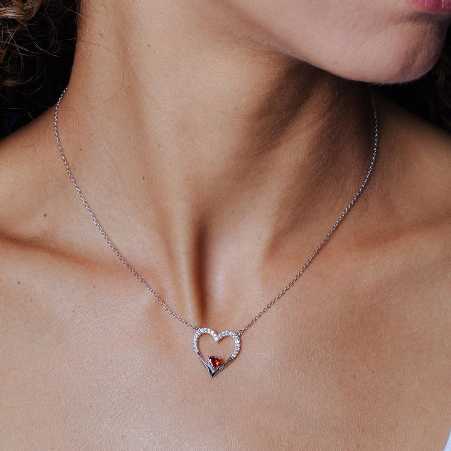 Collar Corazón Abierto con Circonita en Plata 925 – Regalo para mamá
