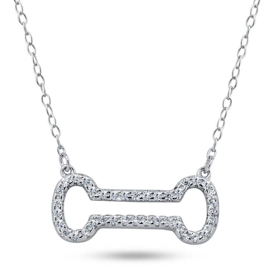 Collar Hueso de Perro con Circonitas en Plata 925 – Brillo canino