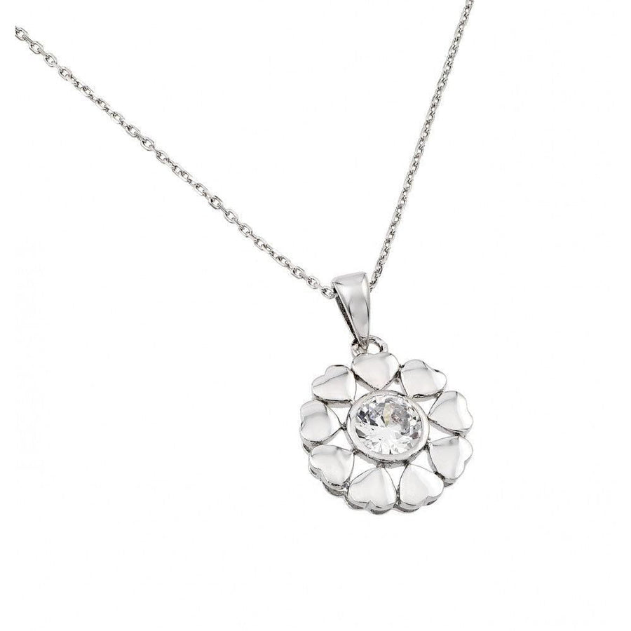 Collar Flor de Corazones con Circonita en Plata 925 – Brillo romántico