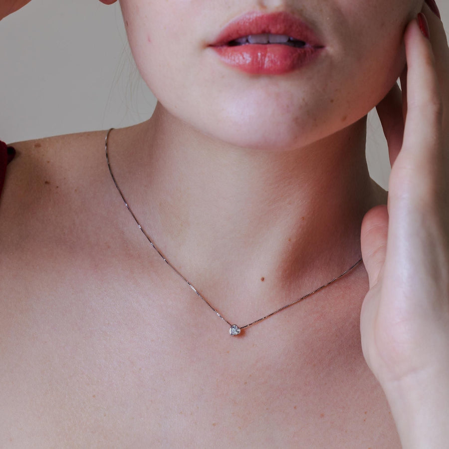 Collar Corazón Solitario con Circonita en Plata 925 – Amor con brillo