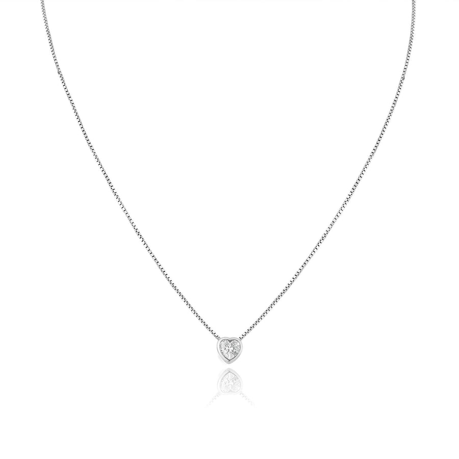 Collar Corazón Solitario con Circonita en Plata 925 – Amor con brillo