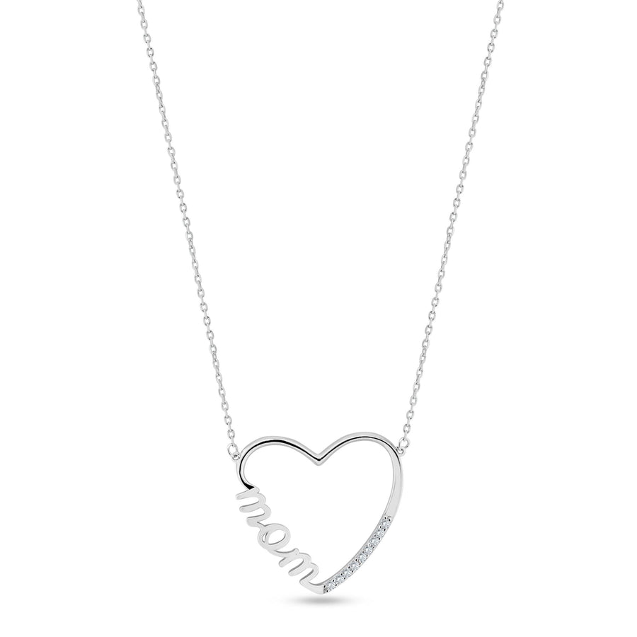 Collar corazón "mom" - Plata .925 platinado en rodio