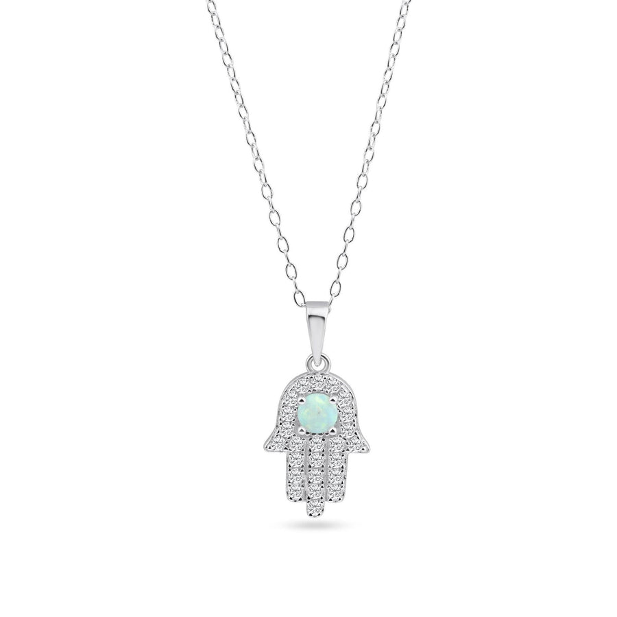 Collar Hamsa con Ópalo en Plata 925 – Misticismo ajustable