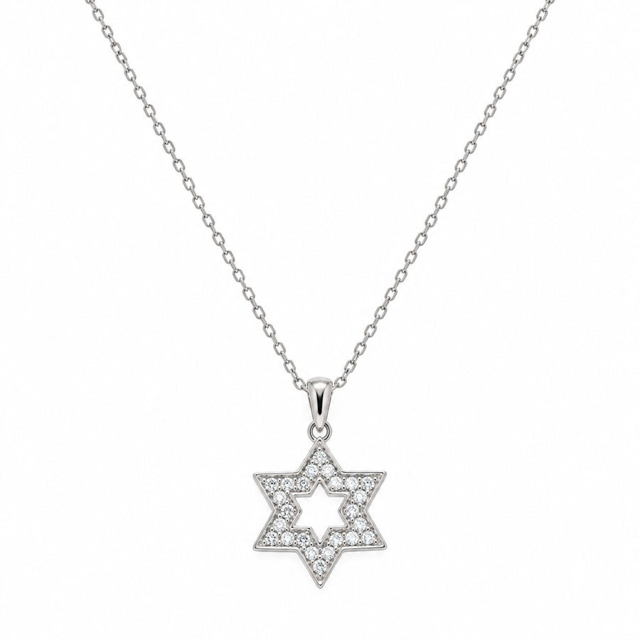 Collar Estrella de David Abierta en Plata 925 – Brillo de zirconia