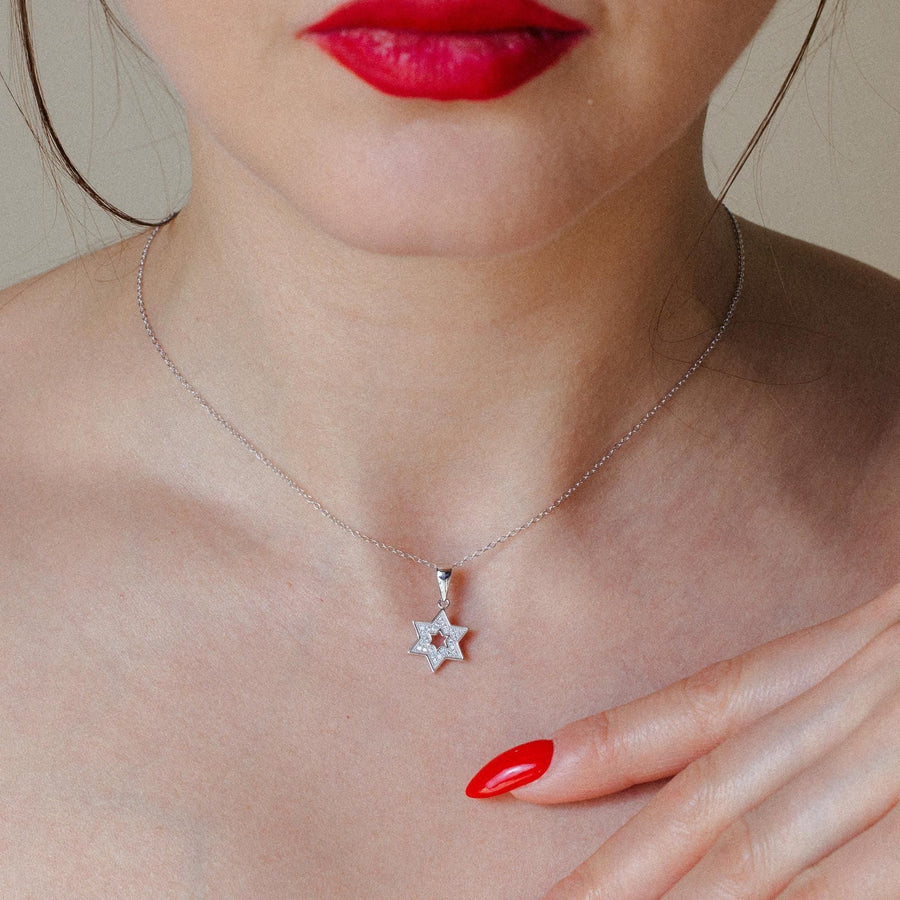 Collar Estrella de David Abierta en Plata 925 – Brillo de zirconia