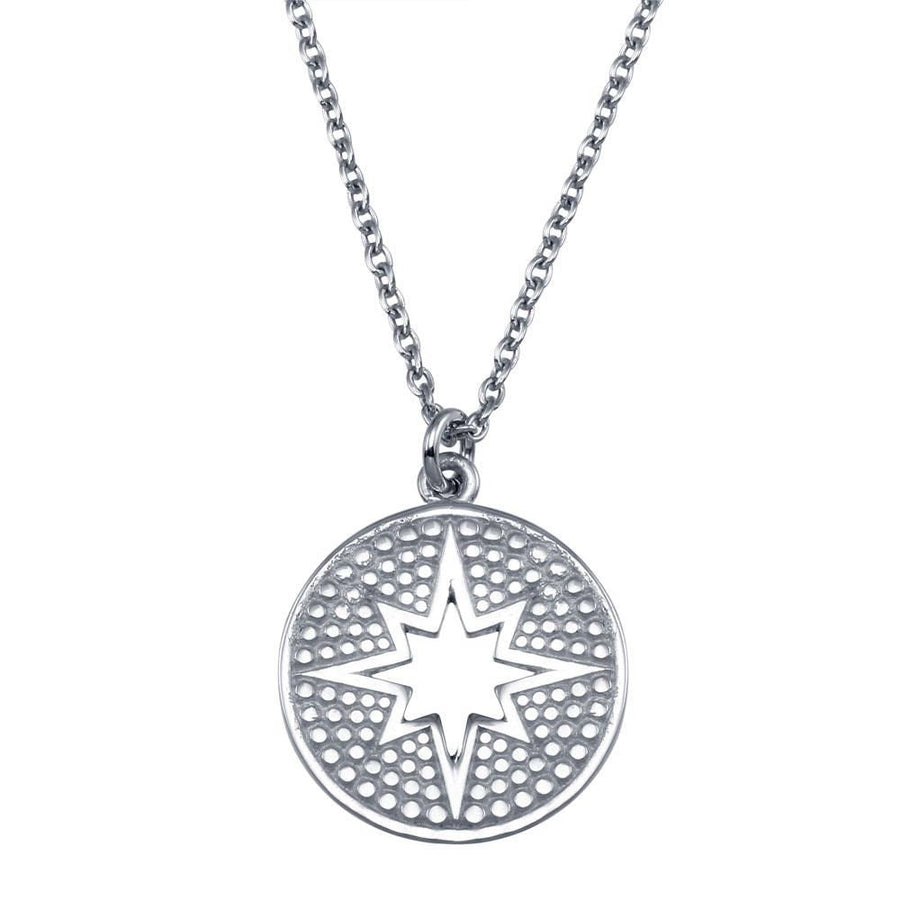 Collar Disco con Estrella Calada en Plata 925 – Fantasía elegante