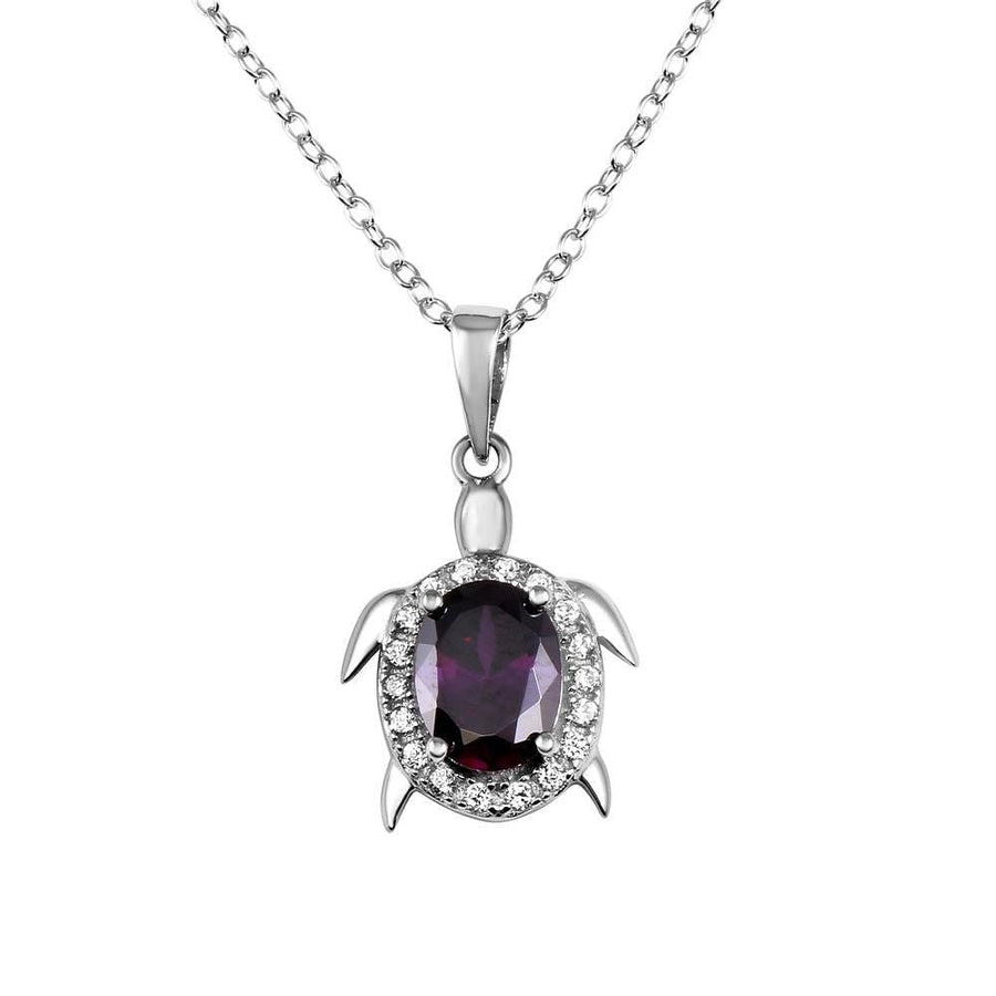 Collar Tortuga con Zirconia Morada en Plata 925 – Diseño único