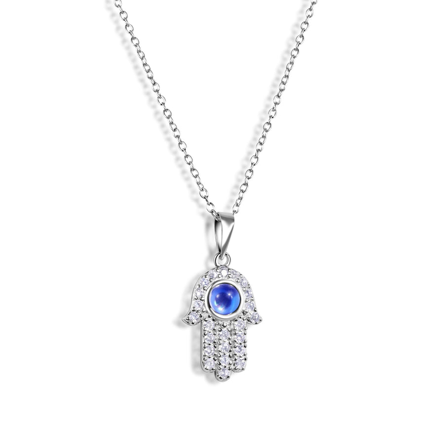 Collar Mini Hamsa Ojo Turco en Plata 925 – Protección con brillo
