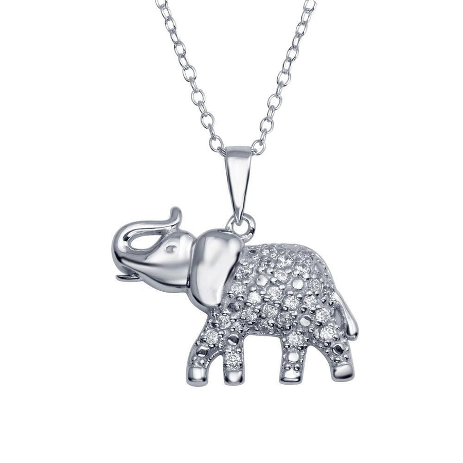 Collar Elefante con Zirconia en Plata 925 – Símbolo de buena suerte