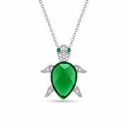 Collar Tortuga con Zirconia Verde en Plata 925 – Brillo natural