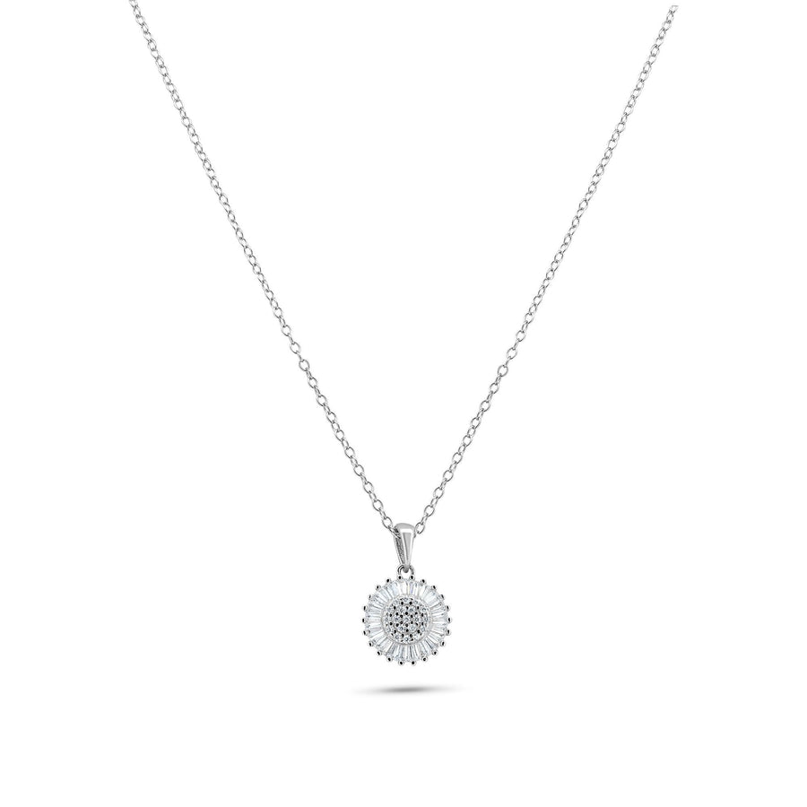 Collar Girasol con Baguettes y Zirconia en Plata 925 – Luz floral