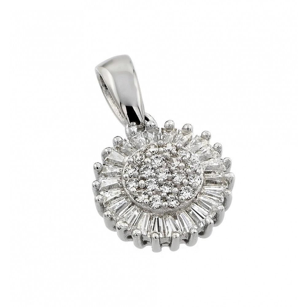 Collar Girasol con Baguettes y Zirconia en Plata 925 – Luz floral