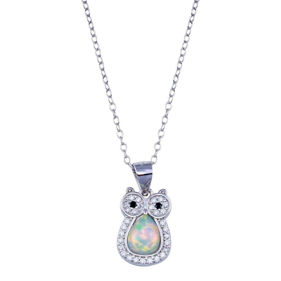 Collar Búho con Ópalo y Zirconia en Plata 925 – Misterio nocturno