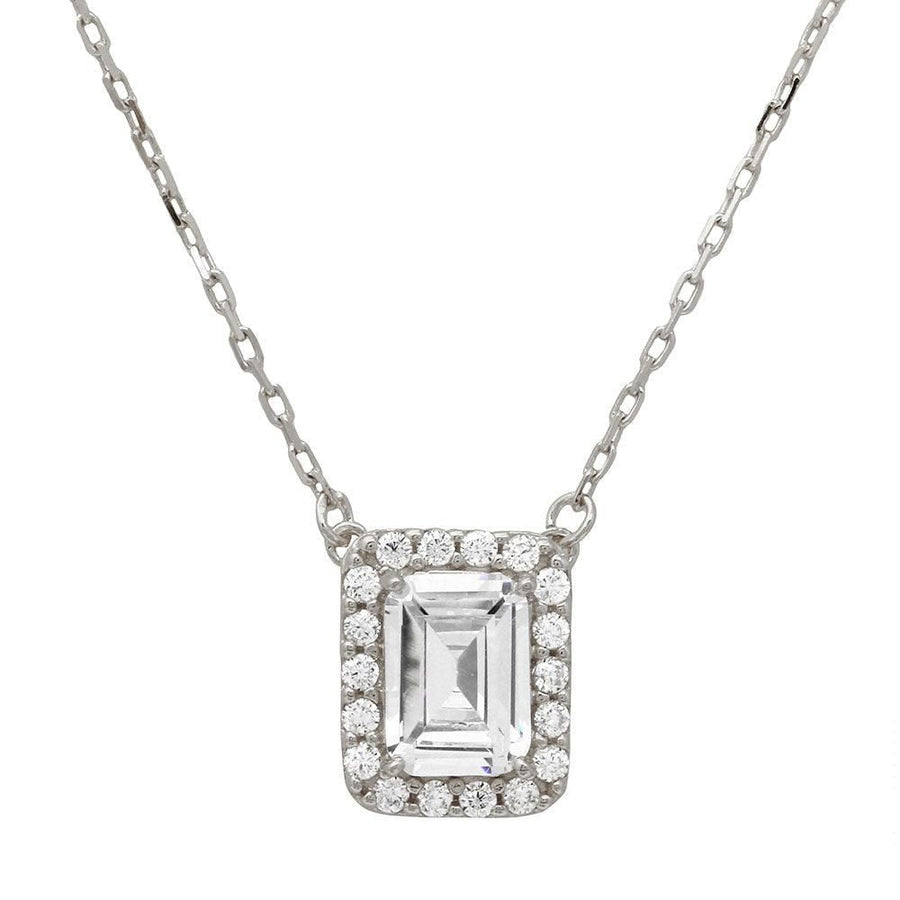 Collar Halo Cuadrado con Zirconia en Plata 925 – Brillo versátil