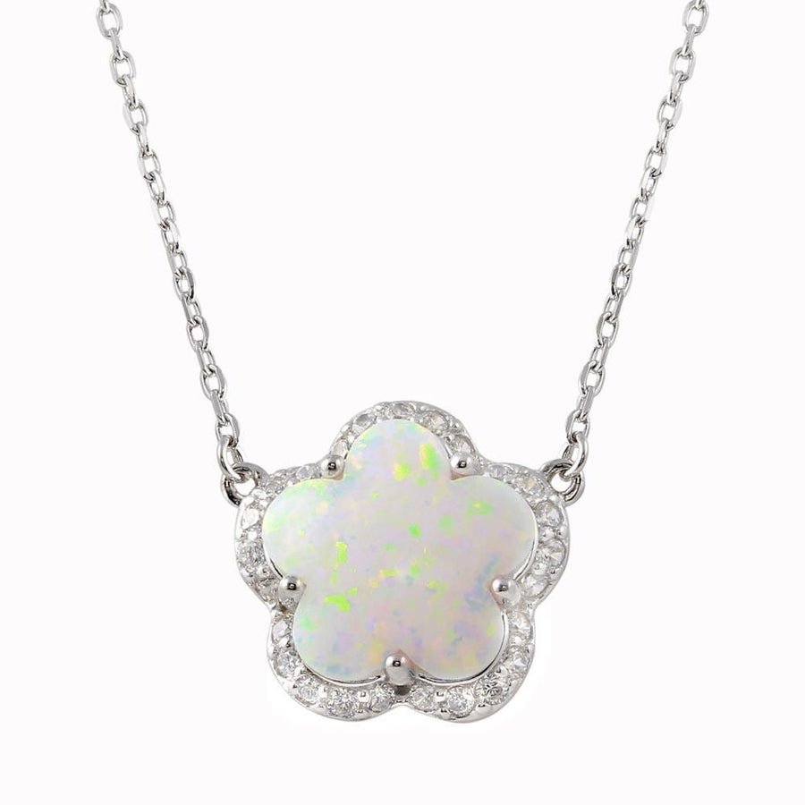 Collar Flor de Ópalo Grande en Plata 925 – Belleza floral