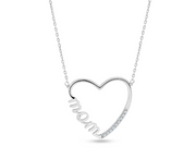 Collar corazón "mom" - Plata .925 platinado en rodio
