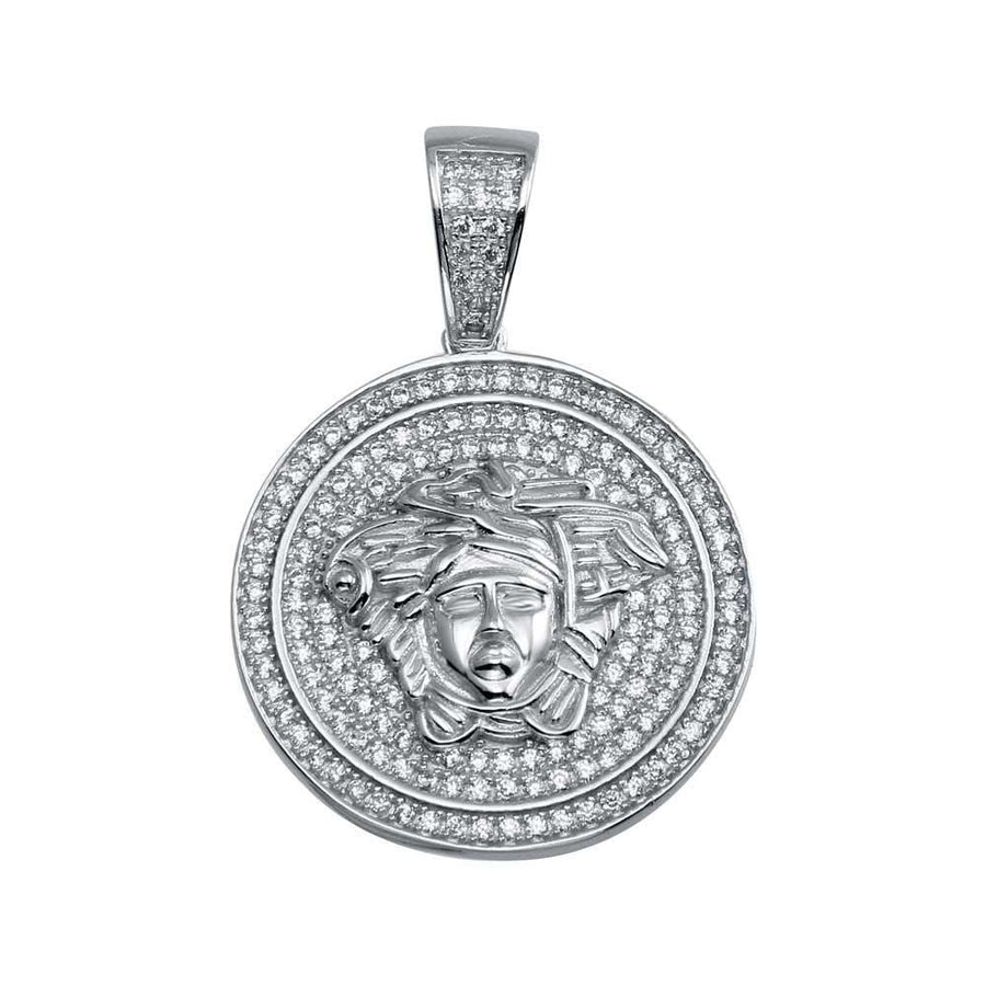 Dije Disco Medusa con Micro Pavé en Plata 925 – Mito con brillo