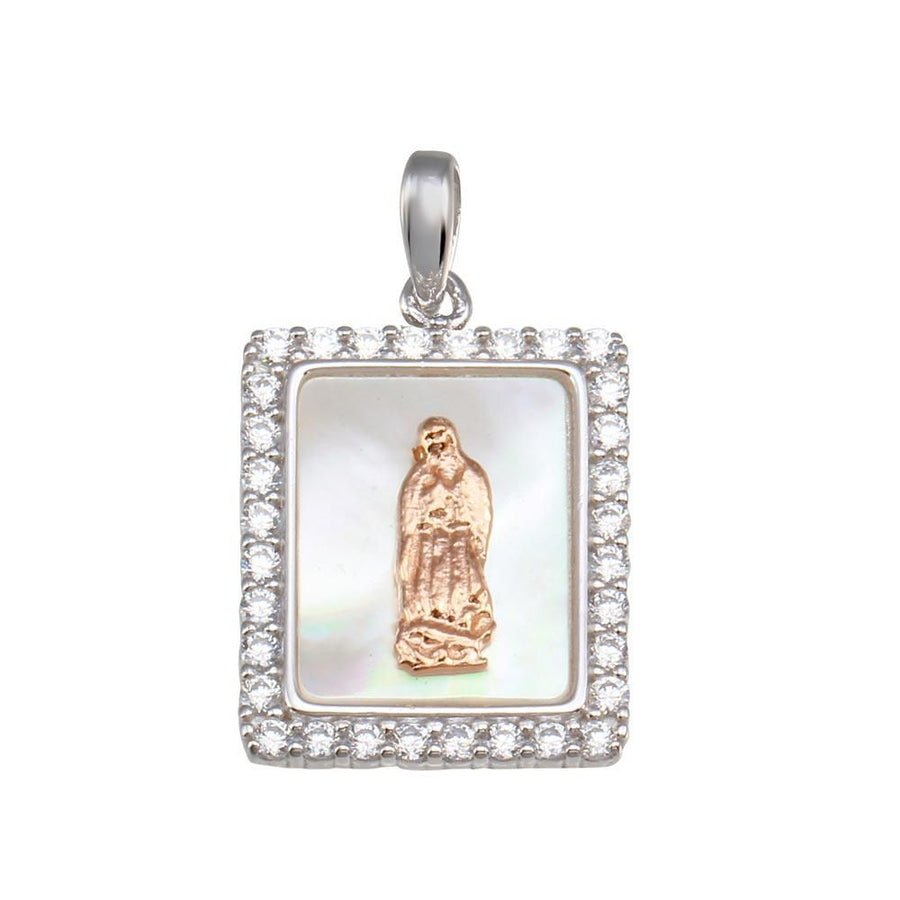 Dije Virgen María sobre Rectángulo de Nácar en Plata 925 – Fe moderna