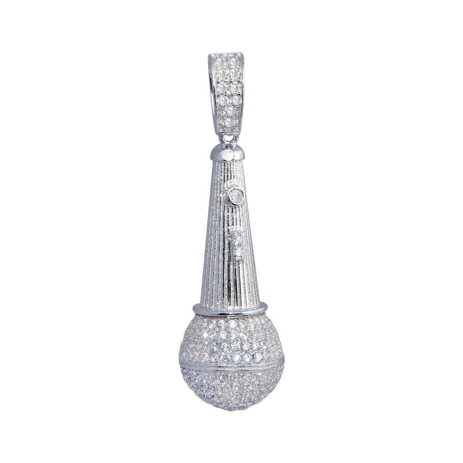 Dije Micrófono Hip Hop con Circonitas en Plata 925 – Estilo urbano