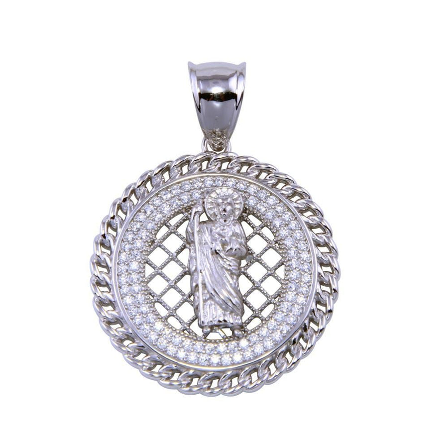 Dije Disco San Judas con Circonitas en Plata 925 – Fe con brillo