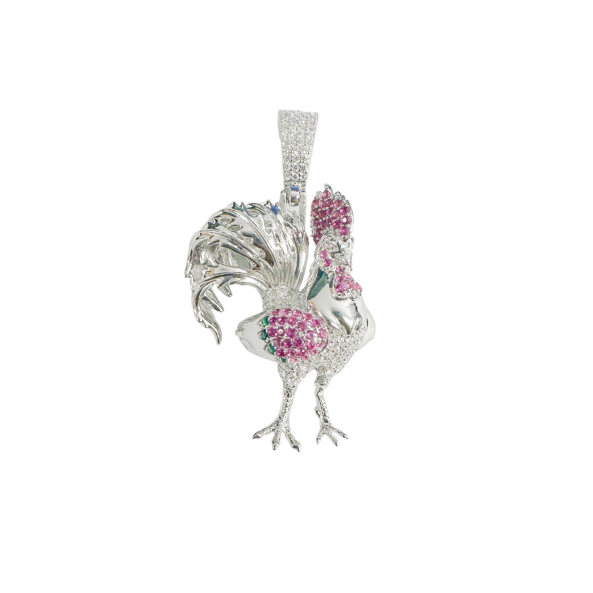 Dije Gallo con Circonitas en Plata 925 – Color y tradición