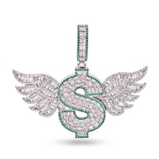 Dije Signo de Dólar con Alas y Circonitas en Plata 925 – Lujo en baguette