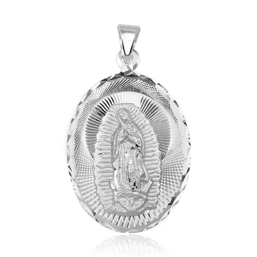 Dije Medallón Virgen de Guadalupe con Corte de Diamante en Plata 925 – Fe que brilla