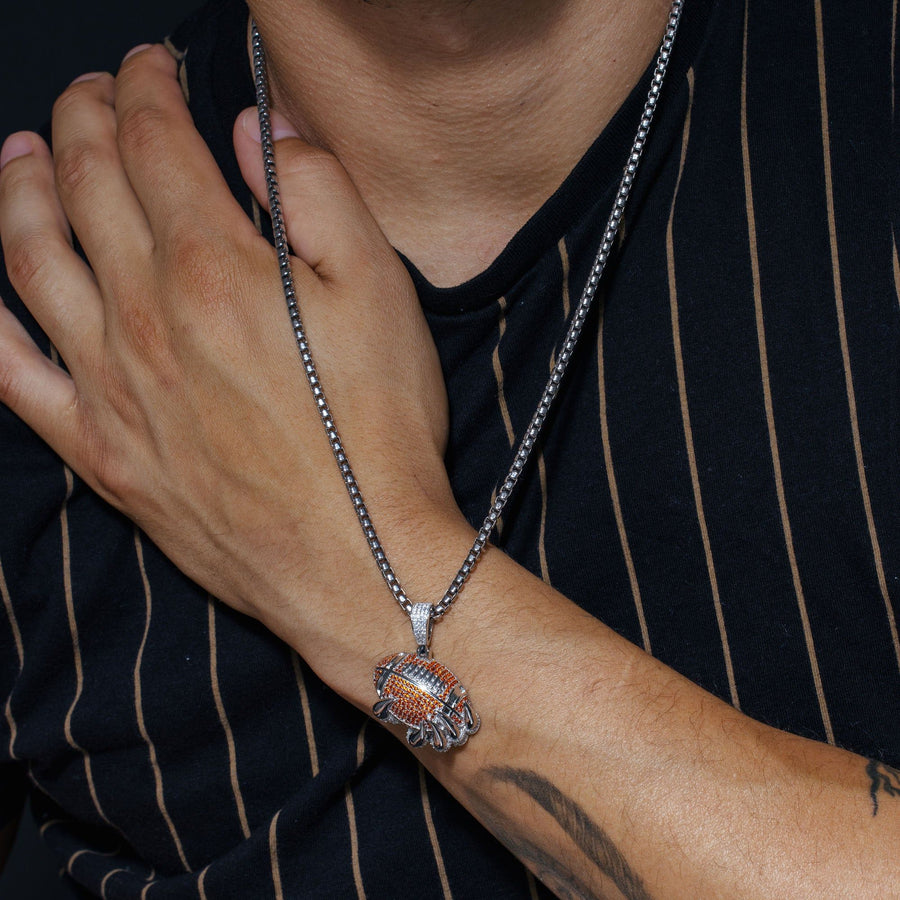 Dije Balón de Futbol Americano con Zirconias en Plata 925 – Naranja