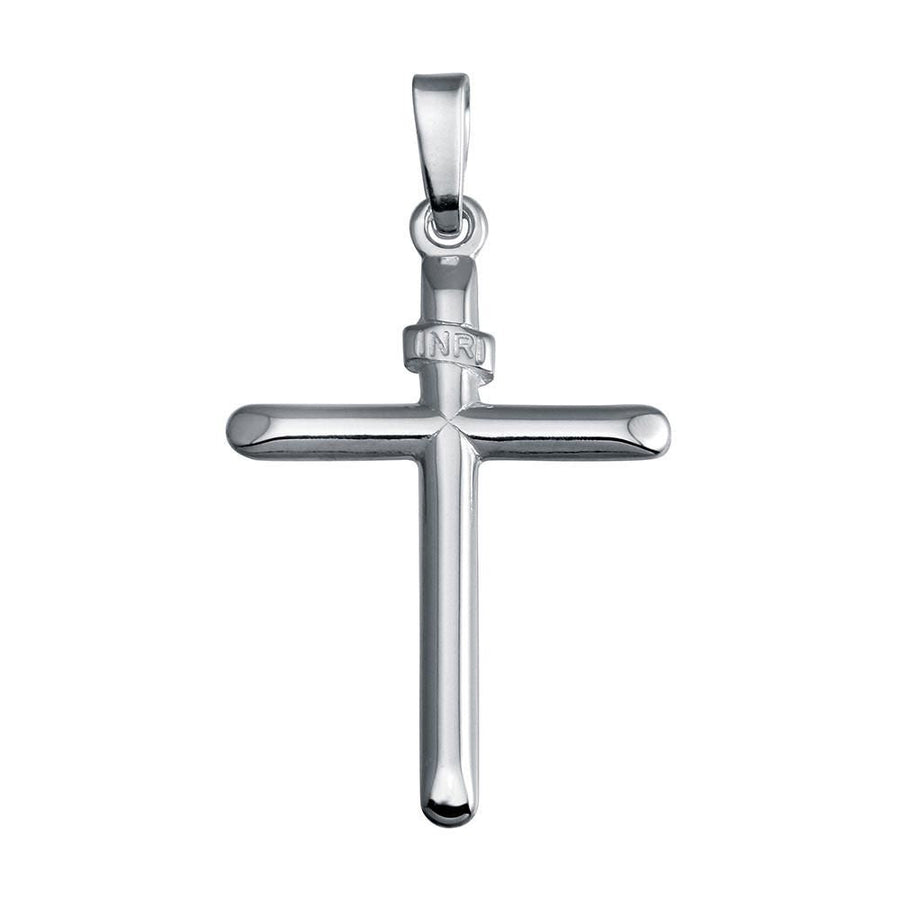 Dije Cruz Cilíndrica INRI en Plata 925 – Fe con brillo pulido