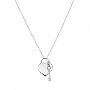 Collar Corazón con Llave Charm - Plata 925 con Rodio