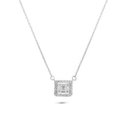 Collar Cuadrado con Circonitas Baguette - Plata 925 con Rodio