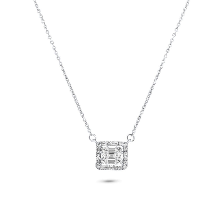 Collar Cuadrado con Circonitas Baguette - Plata 925 con Rodio