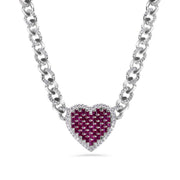 Gargantilla Cubana Miami con Corazón de Circonita - Plata 925 con Rodio