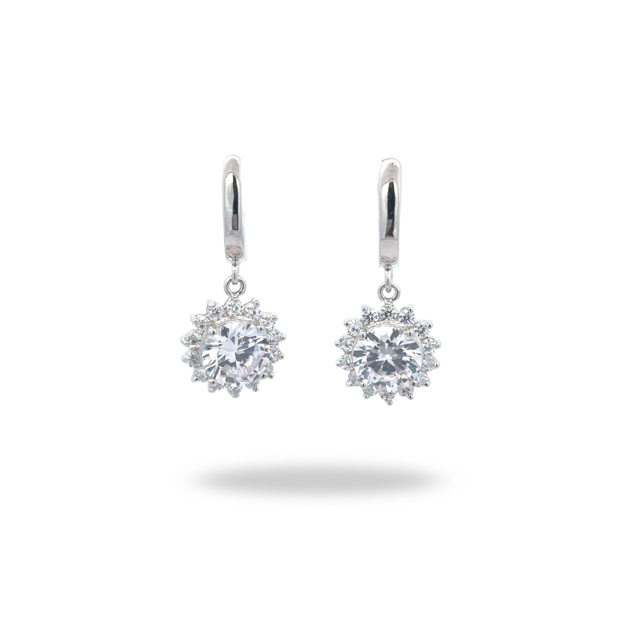 Aretes en Plata .925 con zirconia central corte brillante