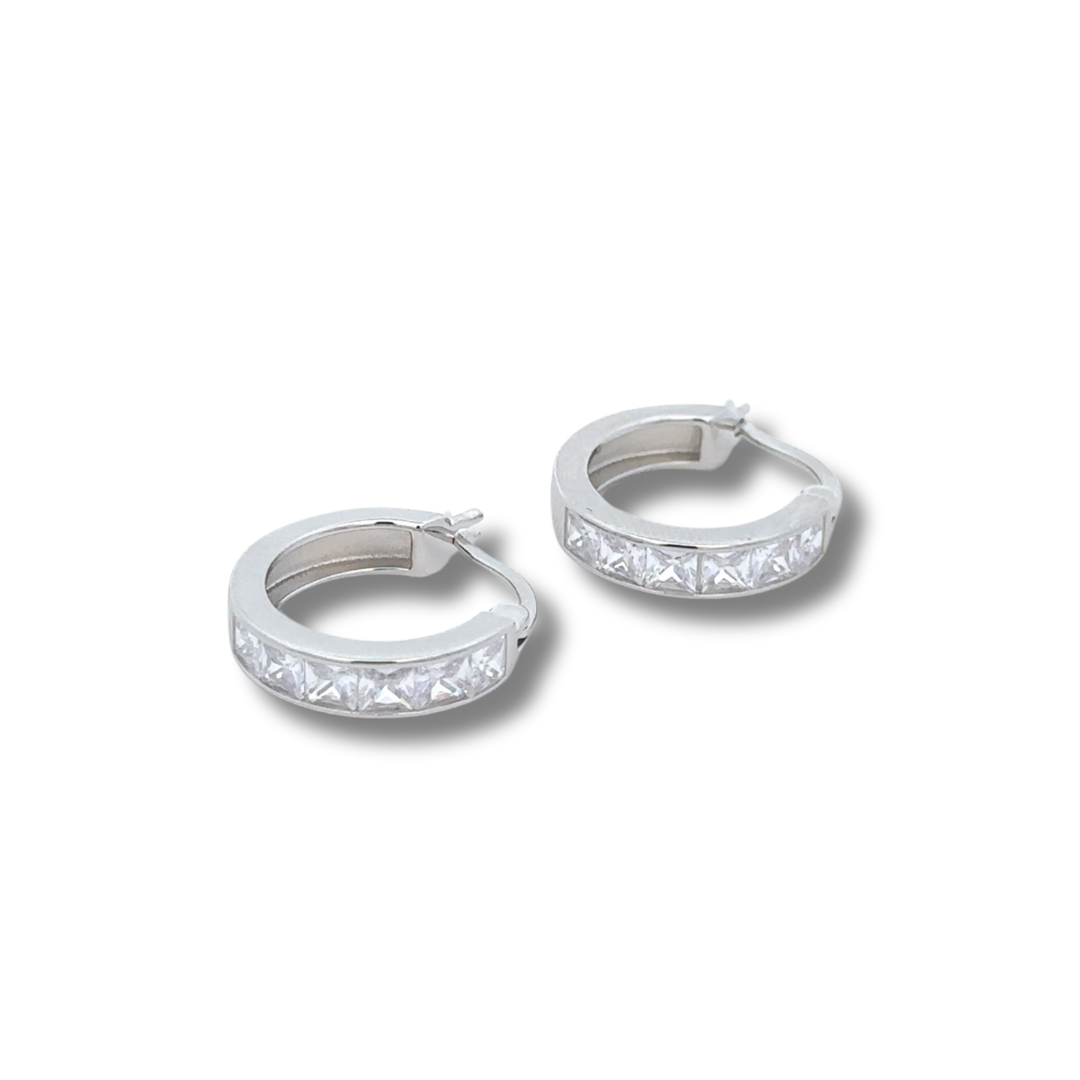 Arracadas Plata 925 con circonias cuadradas en canal