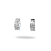 Arracadas Huggies de Plata 925 con Rodio y Zirconias – Diseño de Doble Canal