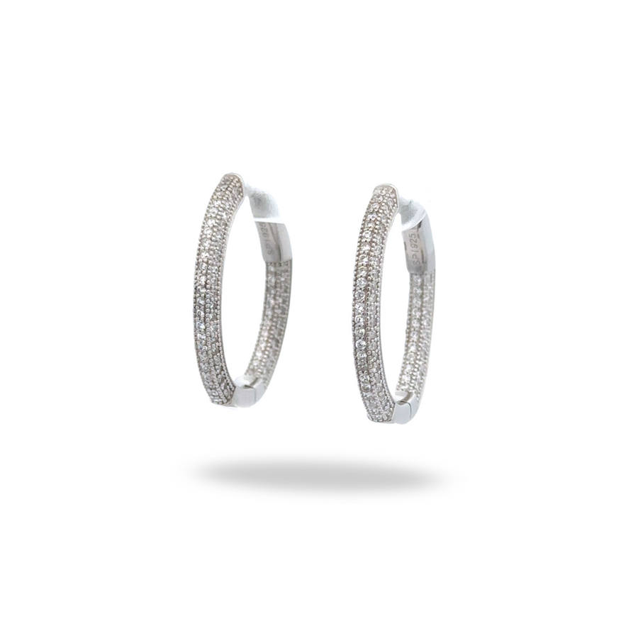 Arracadas de plata con triple línea de zirconias