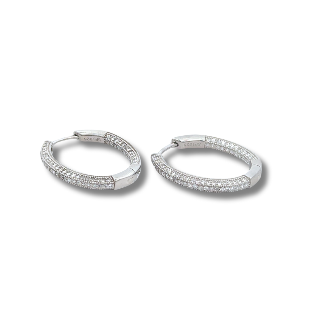 Arracadas de plata con triple línea de zirconias