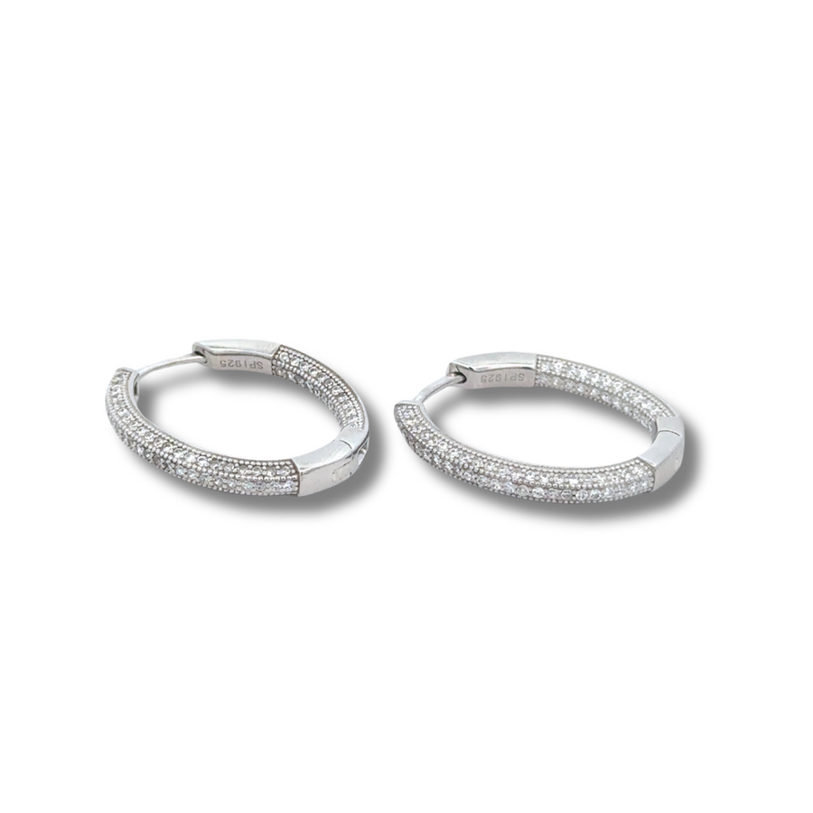 Arracadas de plata con triple línea de zirconias