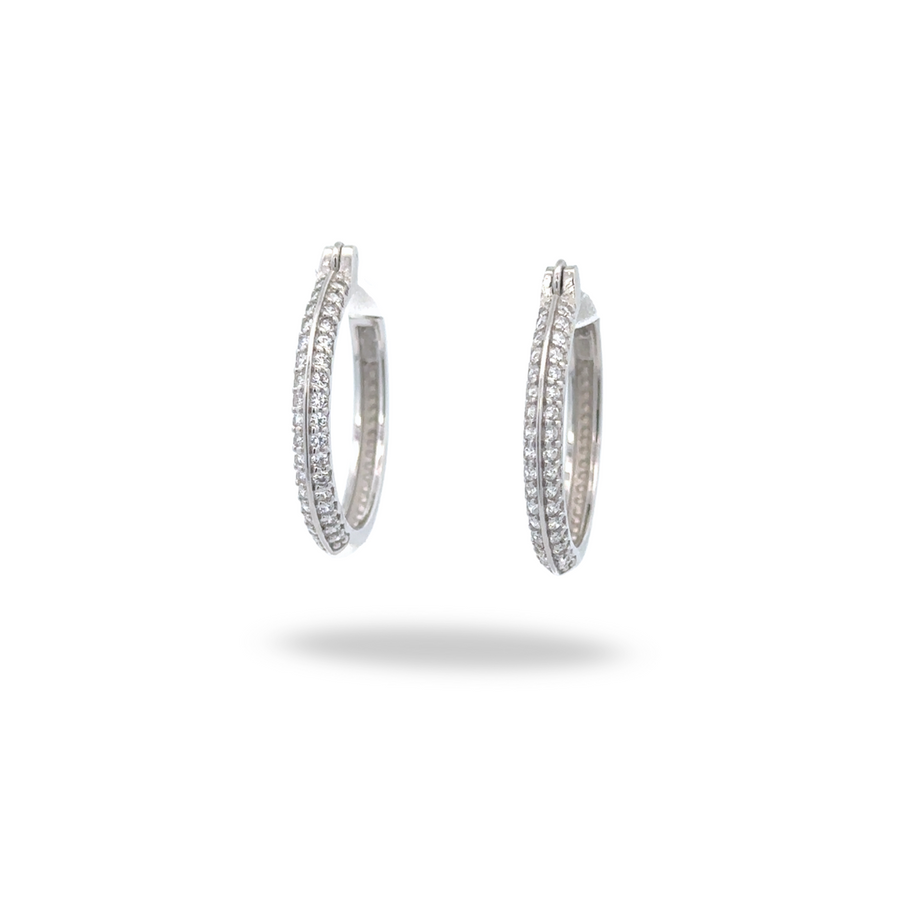 Arracadas en Plata 925 con Rodio y Zirconia – Diseño Doble Canal